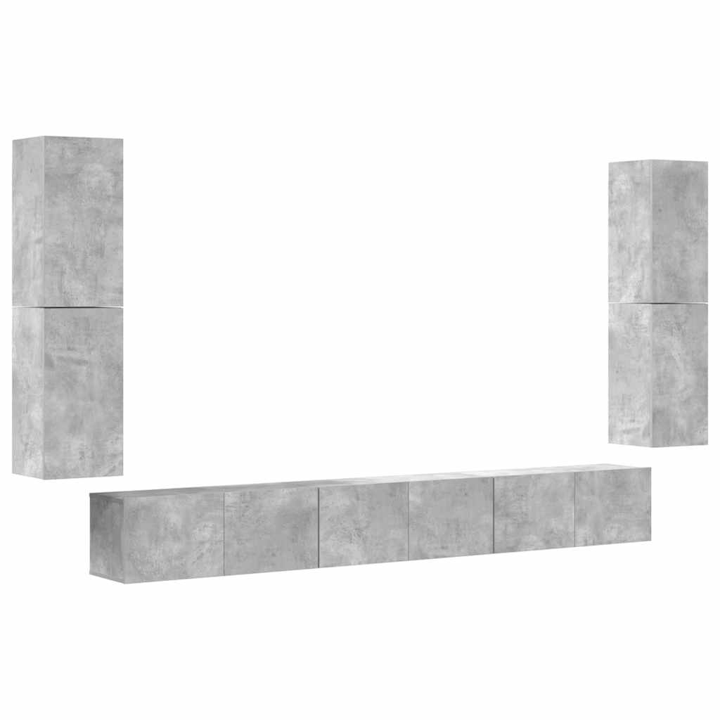 7 Piece TV Cabinet Set Concrete Grey Engineered Wood