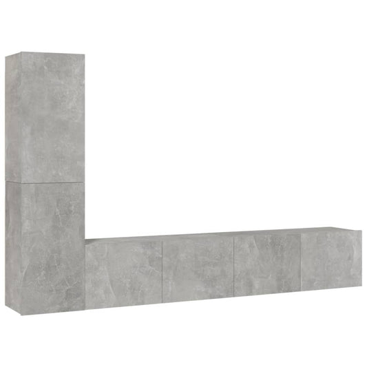 4 Piece TV Cabinet Set Concrete Grey Engineered Wood