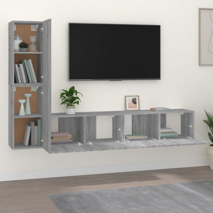 4 Piece TV Cabinet Set Grey Sonoma Engineered Wood