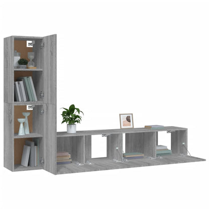 4 Piece TV Cabinet Set Grey Sonoma Engineered Wood