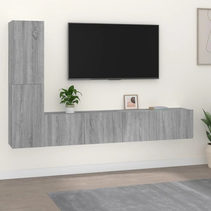 4 Piece TV Cabinet Set Grey Sonoma Engineered Wood