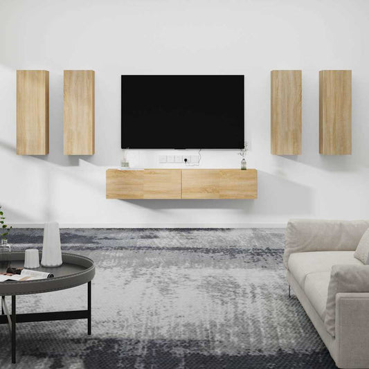 6 Piece TV Cabinet Set Sonoma Oak Engineered Wood