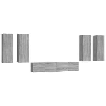 6 Piece TV Cabinet Set Grey Sonoma Engineered Wood