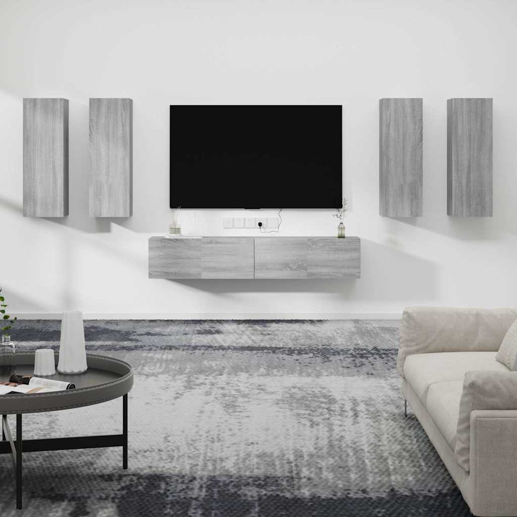 6 Piece TV Cabinet Set Grey Sonoma Engineered Wood