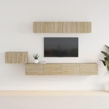 5 Piece TV Cabinet Set Sonoma Oak Engineered Wood