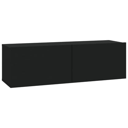 5 Piece TV Cabinet Set Black Engineered Wood