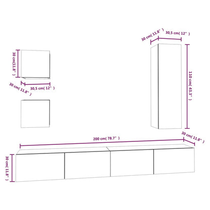 5 Piece TV Cabinet Set Sonoma Oak Engineered Wood