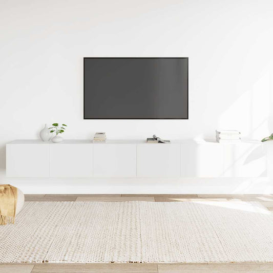 3 Piece TV Cabinet Set White Engineered Wood
