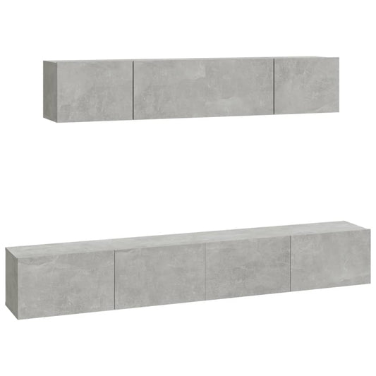 4 Piece TV Cabinet Set Concrete Grey Engineered Wood
