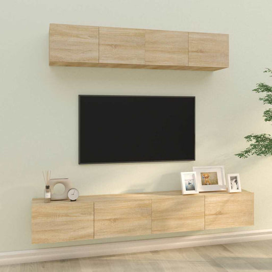 4 Piece TV Cabinet Set Sonoma Oak Engineered Wood