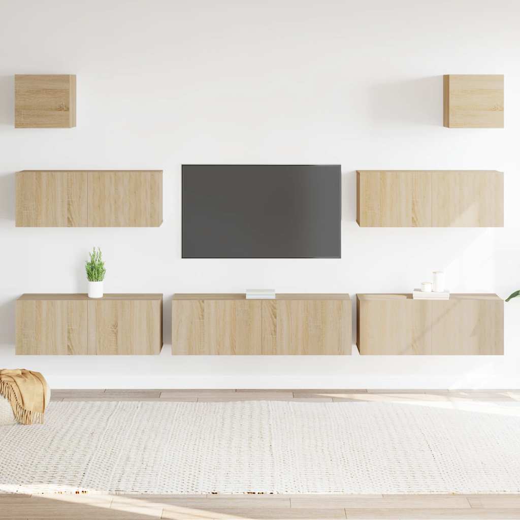 7 Piece TV Cabinet Set Sonoma Oak Engineered Wood