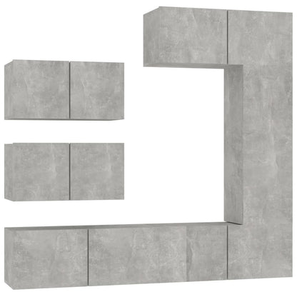TV Cabinet Set | Set of 6 | Concrete Grey | Engineered Wood | Medium