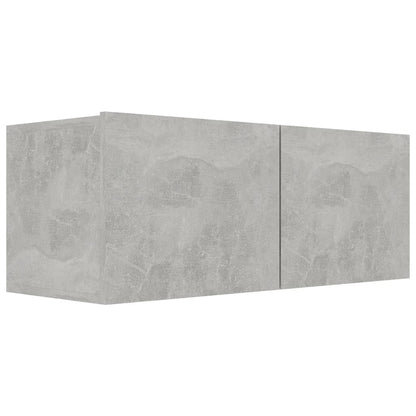 TV Cabinet Set | 7 Piece | Concrete Grey | Engineered Wood | Wall Mounted