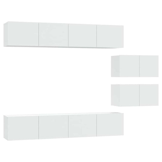 4 Piece TV Cabinet Set White Engineered Wood