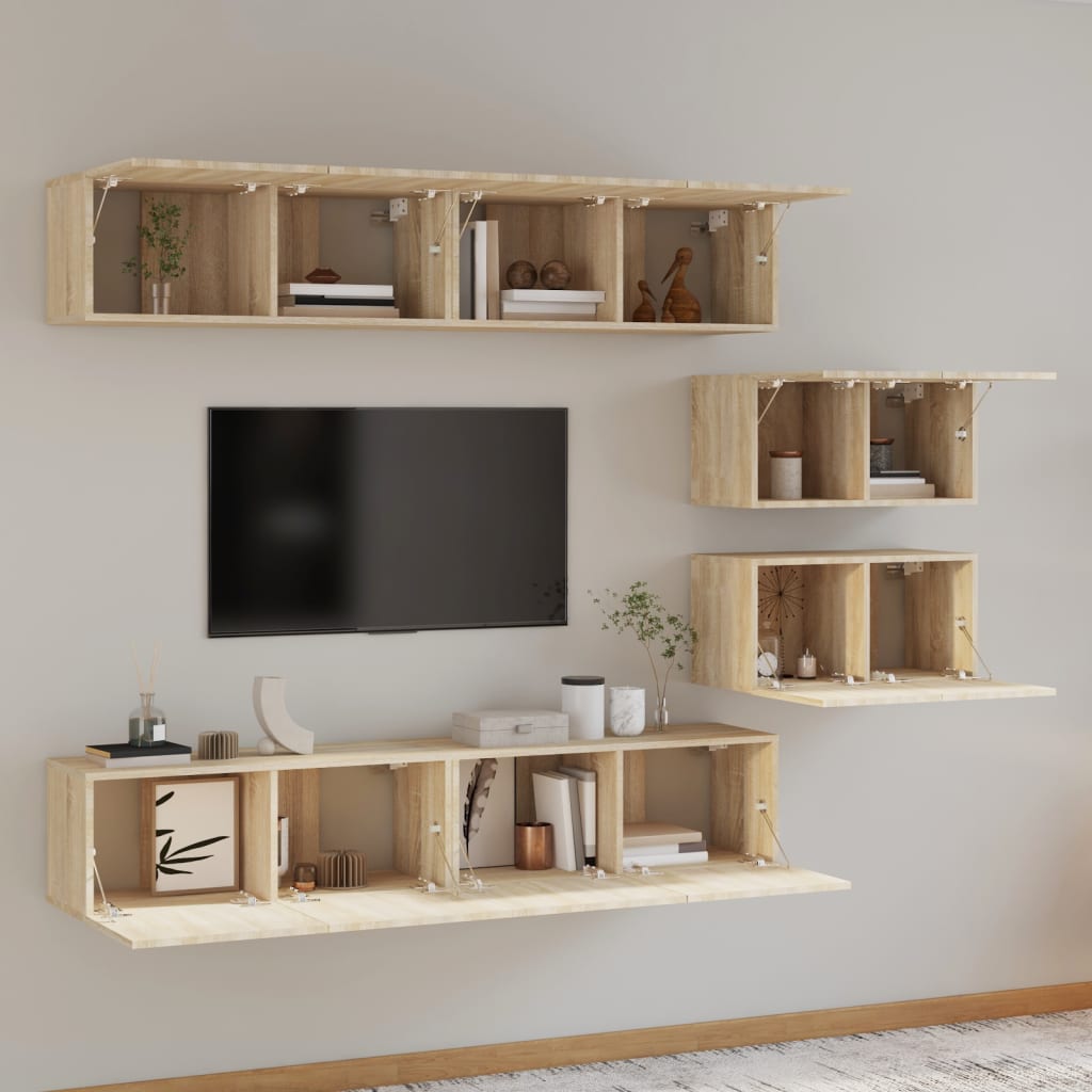 4 Piece TV Cabinet Set Sonoma Oak Engineered Wood