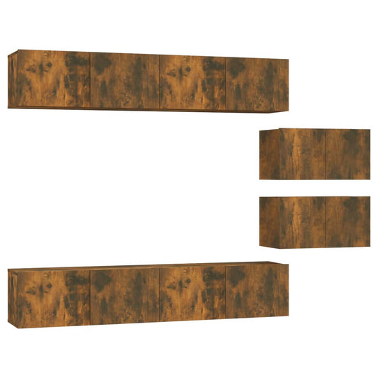 4 Piece TV Cabinet Set Smoked Oak Engineered Wood