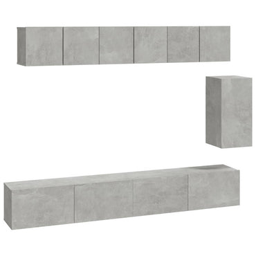 6 Piece TV Cabinet Set Concrete Grey Engineered Wood