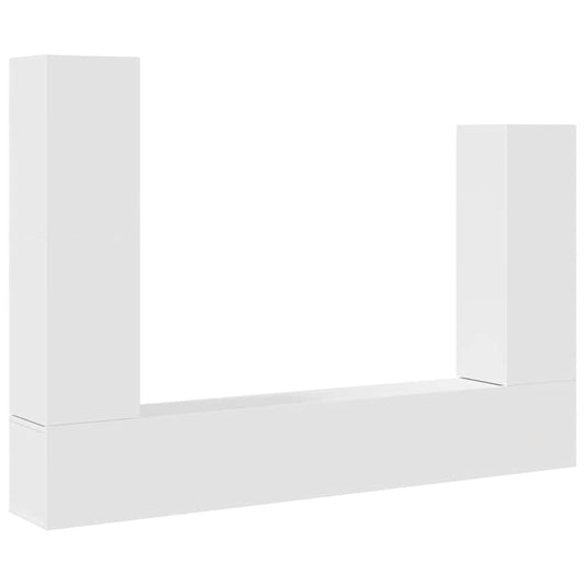 4 Piece TV Cabinet Set White Engineered Wood