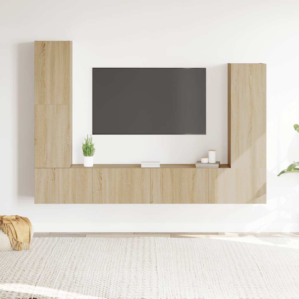 4 Piece TV Cabinet Set Sonoma Oak Engineered Wood