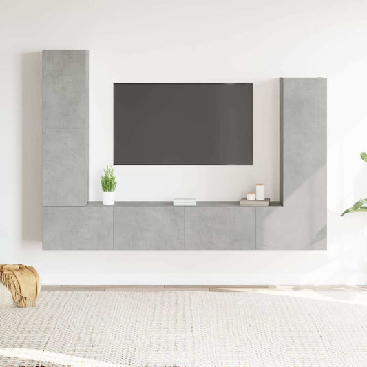 4 Piece TV Cabinet Set Concrete Grey Engineered Wood
