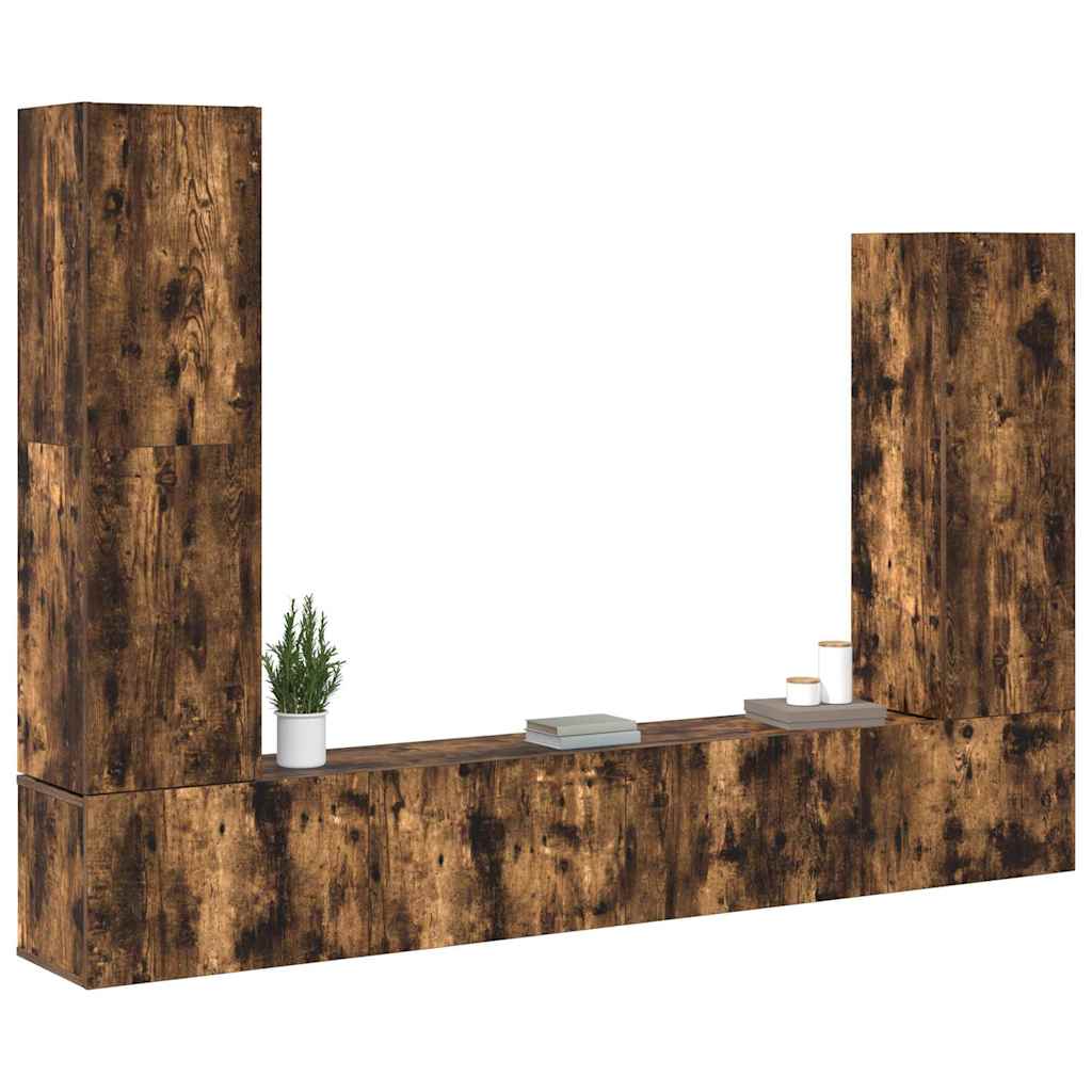 4 Piece TV Cabinet Set Smoked Oak Engineered Wood