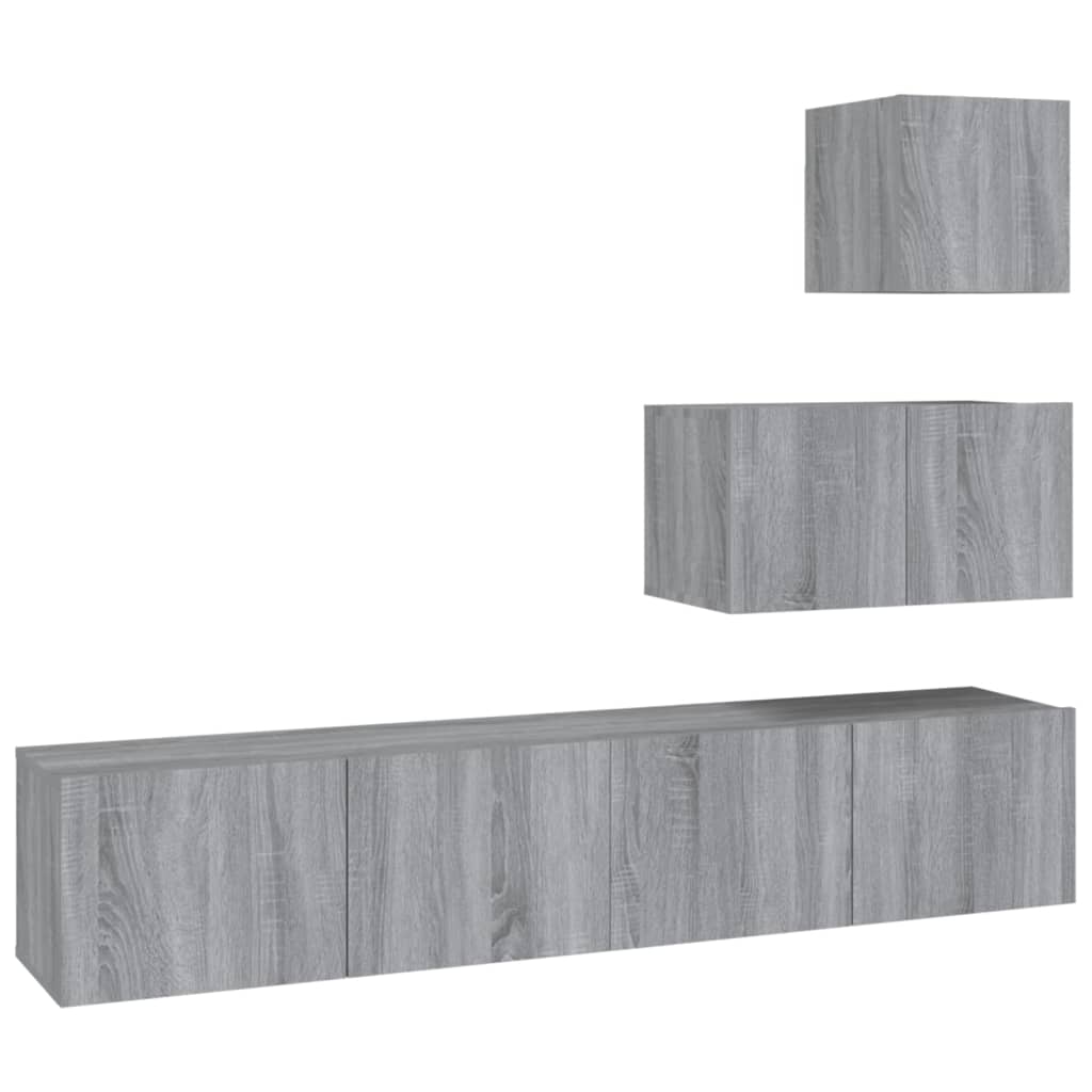 4 Piece TV Cabinet Set Grey Sonoma Engineered Wood