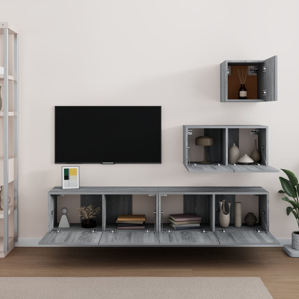 4 Piece TV Cabinet Set Grey Sonoma Engineered Wood