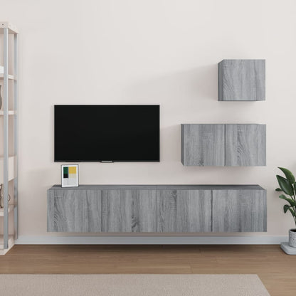 4 Piece TV Cabinet Set Grey Sonoma Engineered Wood