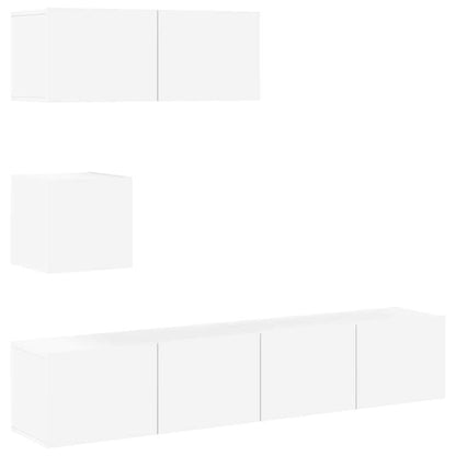 4 Piece TV Cabinet Set White Engineered Wood