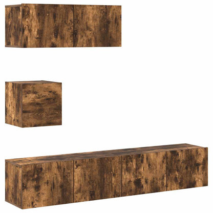4 Piece TV Cabinet Set Smoked Oak Engineered Wood