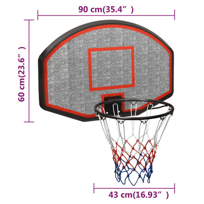 Basketball Backboard Black 90x60x2 cm Polyethene