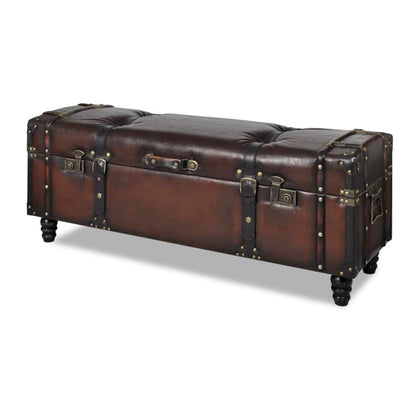 Storage Benches 3 pcs Dark Brown Solid Wood Pine&Faux Leather
