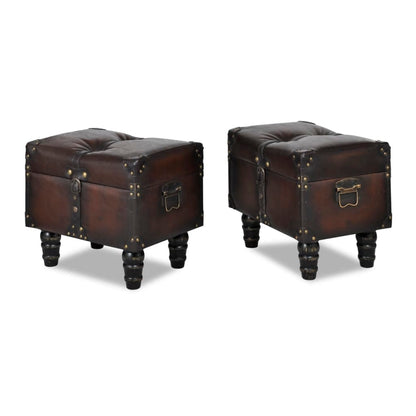 Storage Benches 3 pcs Dark Brown Solid Wood Pine&Faux Leather