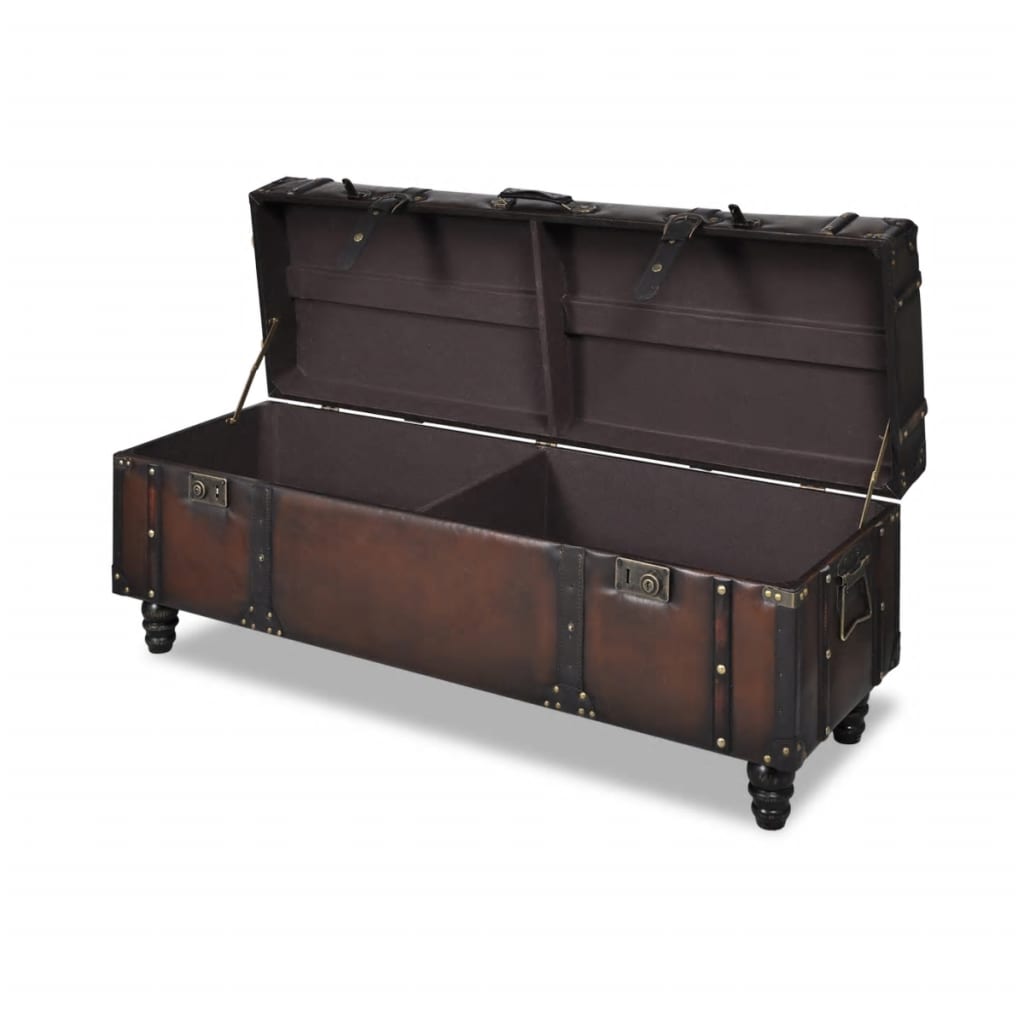 Storage Benches 3 pcs Dark Brown Solid Wood Pine&Faux Leather
