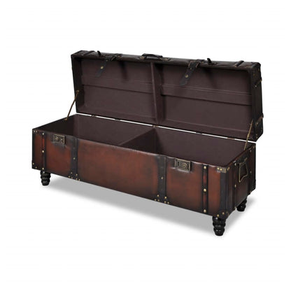 Storage Benches 3 pcs Dark Brown Solid Wood Pine&Faux Leather