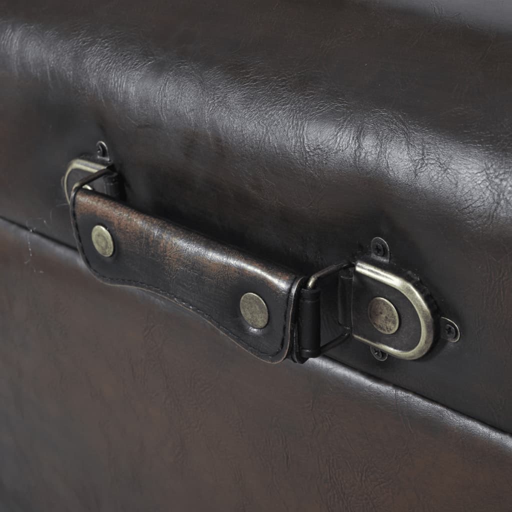 Storage Benches 3 pcs Dark Brown Solid Wood Pine&Faux Leather