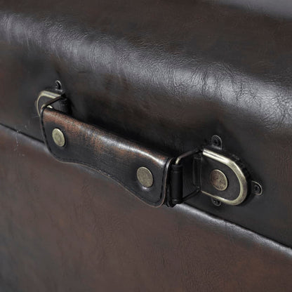 Storage Benches 3 pcs Dark Brown Solid Wood Pine&Faux Leather