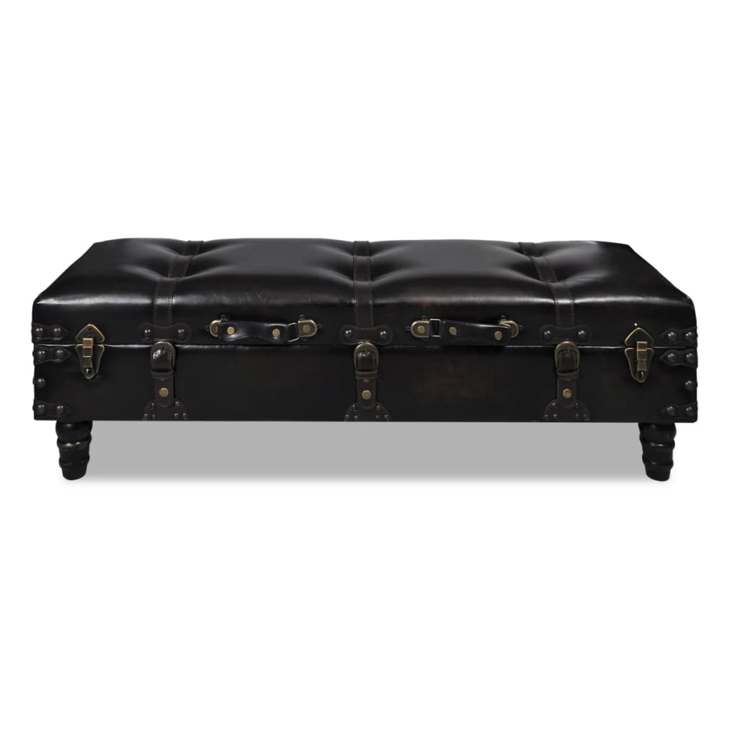 Storage Bench 43.7" Dark Brown Solid Wood Pine&Faux Leather