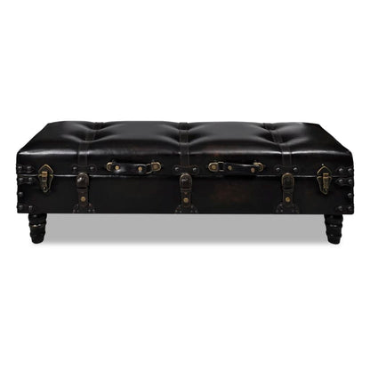 Storage Bench 43.7" Dark Brown Solid Wood Pine&Faux Leather