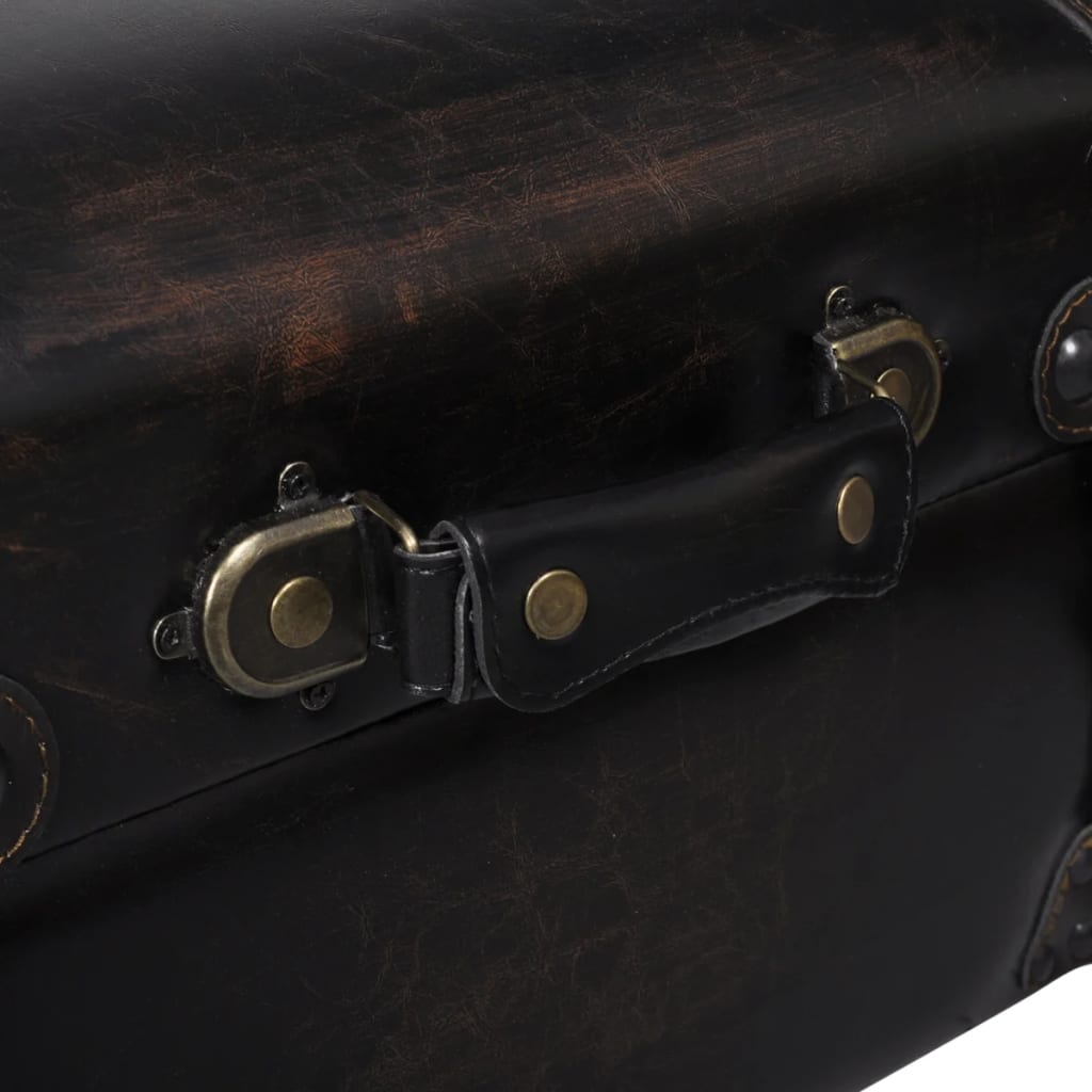 Storage Bench 43.7" Dark Brown Solid Wood Pine&Faux Leather