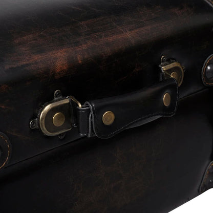 Storage Bench 43.7" Dark Brown Solid Wood Pine&Faux Leather