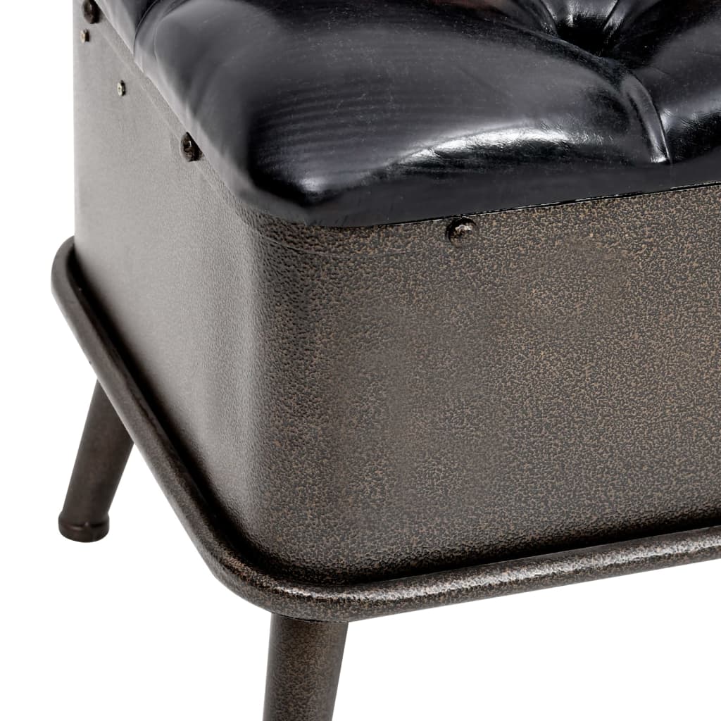 Storage Bench with Backrest 43.3" Black Faux Leather