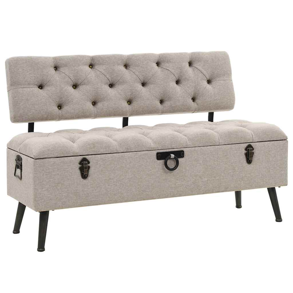 Storage Bench with Backrest 43.3" Cream Fabric