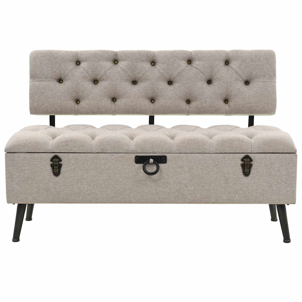 Storage Bench with Backrest 43.3" Cream Fabric