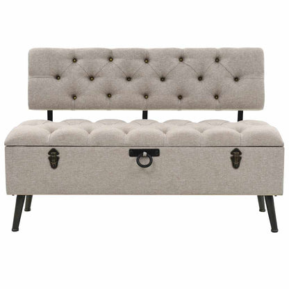 Storage Bench with Backrest 43.3" Cream Fabric