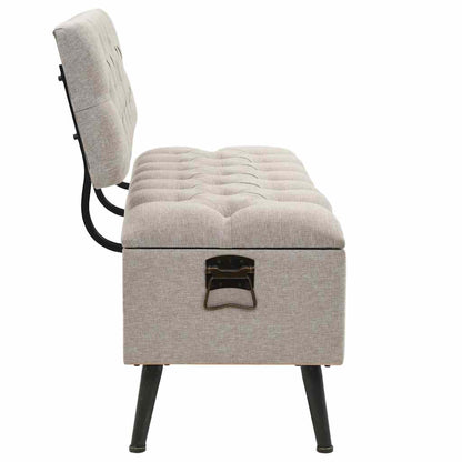 Storage Bench with Backrest 43.3" Cream Fabric