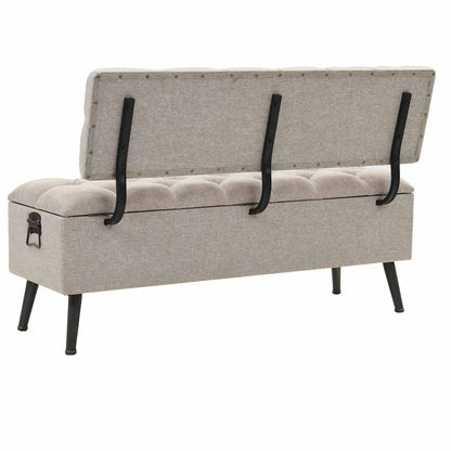 Storage Bench with Backrest 43.3" Cream Fabric
