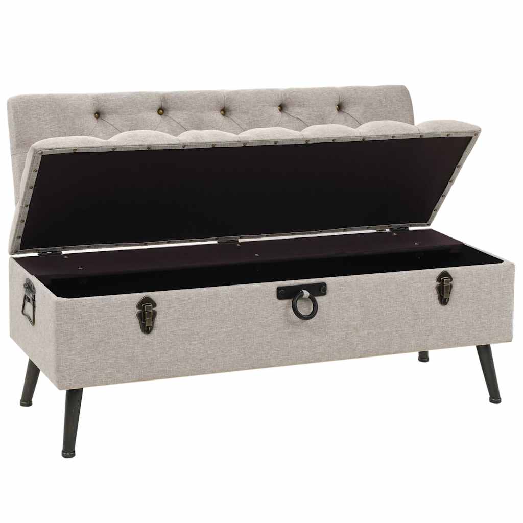 Storage Bench with Backrest 43.3" Cream Fabric