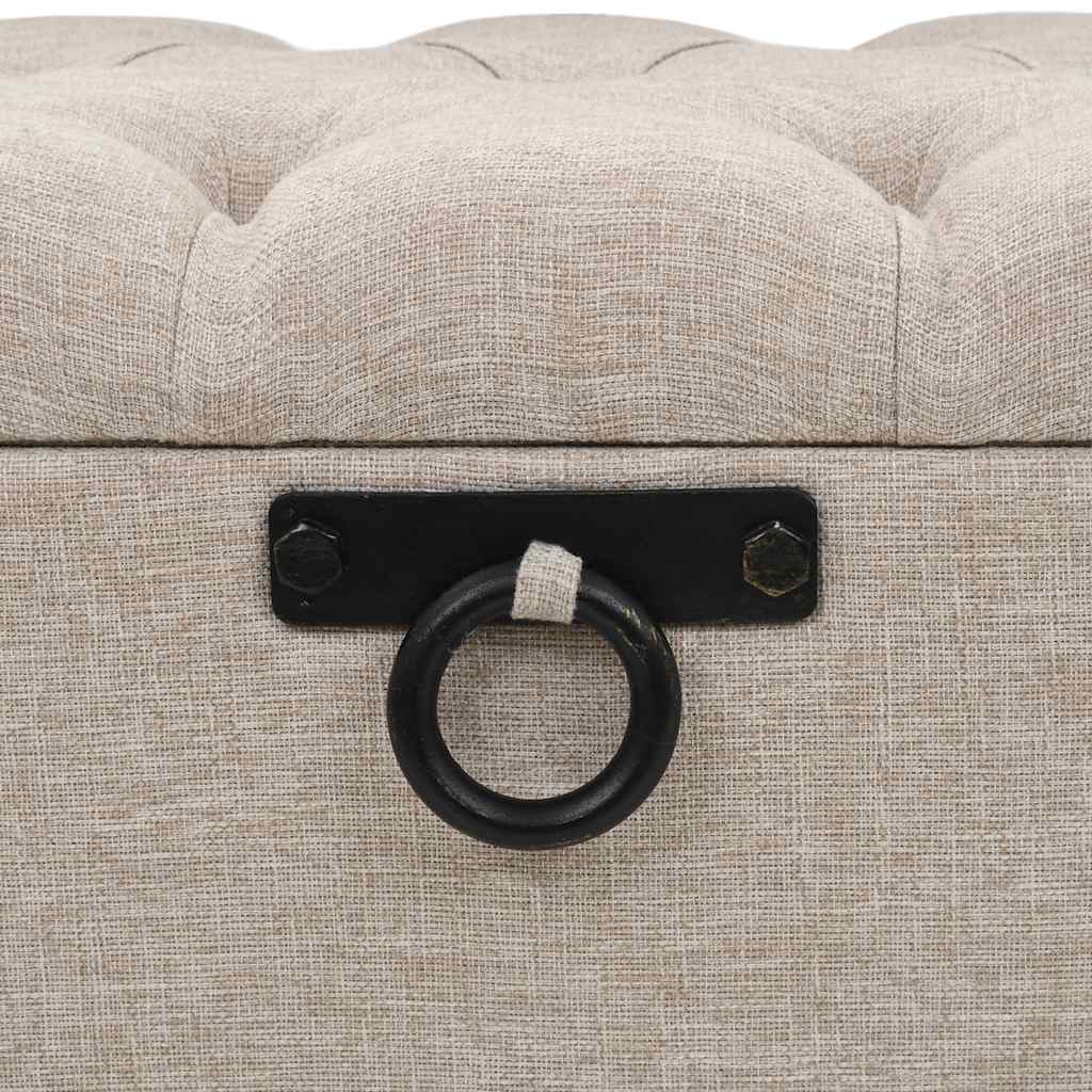 Storage Bench with Backrest 43.3" Cream Fabric