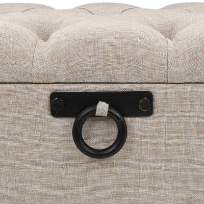 Storage Bench with Backrest 43.3" Cream Fabric